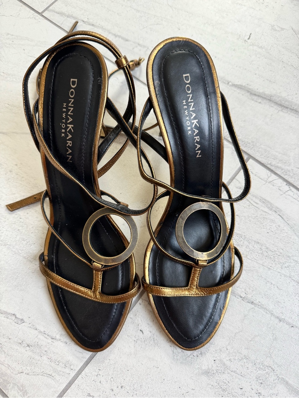 Metallic Gold Strappy Sandals by Donna Karan